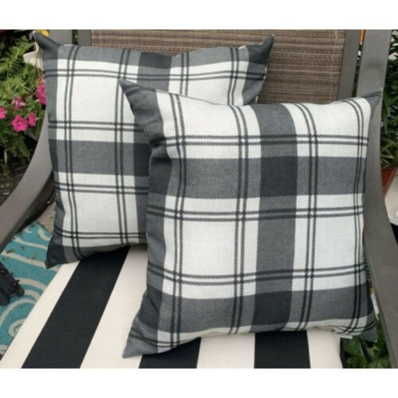 black plaid throw pillows